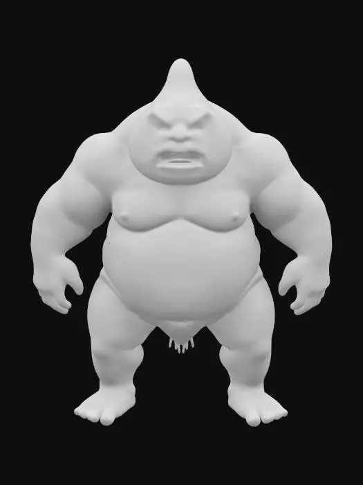 3D model for A-pose, Full Body, Symmetrical Body, mean potato humanoid, husky build