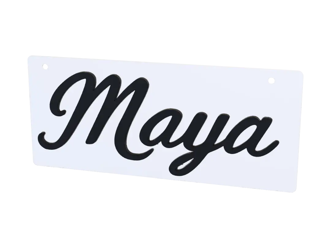 Maya Cursive Wall Tag 3D model, vytvořený pomocí AI