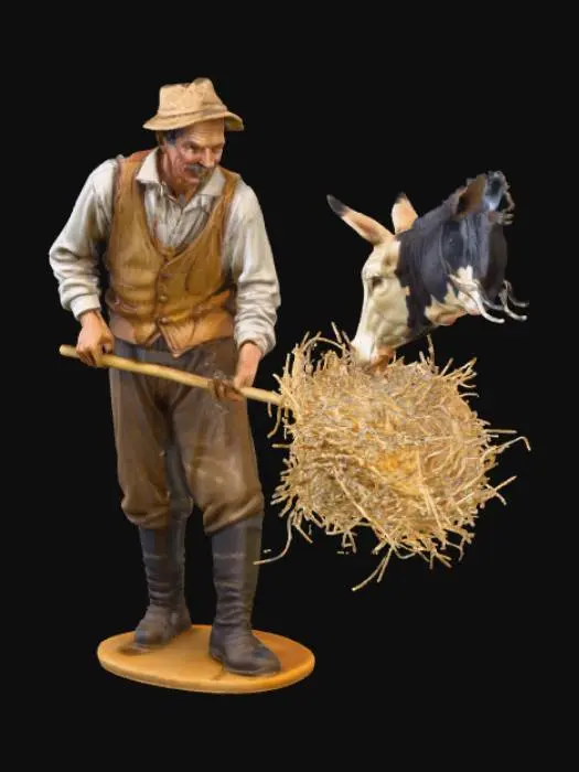 3D model for Farmer Feeding a Cow