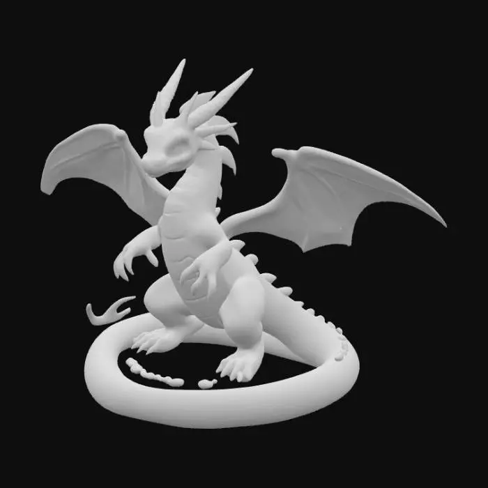 3D model for Elyzark_Prompt = "Create a colossal serpent-dragon Pokémon with silver and violet shimmering scales, six translucent wings that distort light, galaxy-like glowing eyes, and a tail ending in rotating cosmic shards. Surrounded by holographic rings, star particles, and time-rift ripples. Emits slow-motion glow and aura distortions. -- low-poly, stylized, rigged, glowing PBR textures, clean mesh, Roblox compatible, VFX-ready, no background",