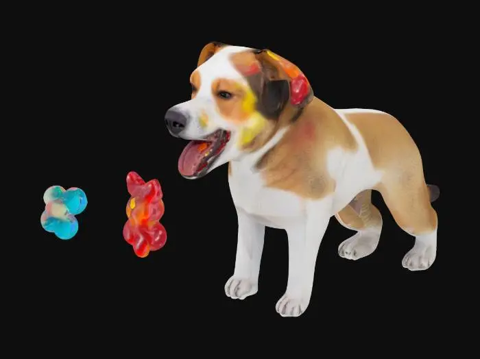 3D model for собака есть желейки в виде мишк

