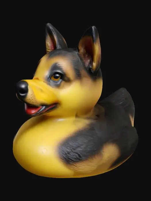 3D model for Super realistic, Rubber ducky, but with a German Shepherd head.