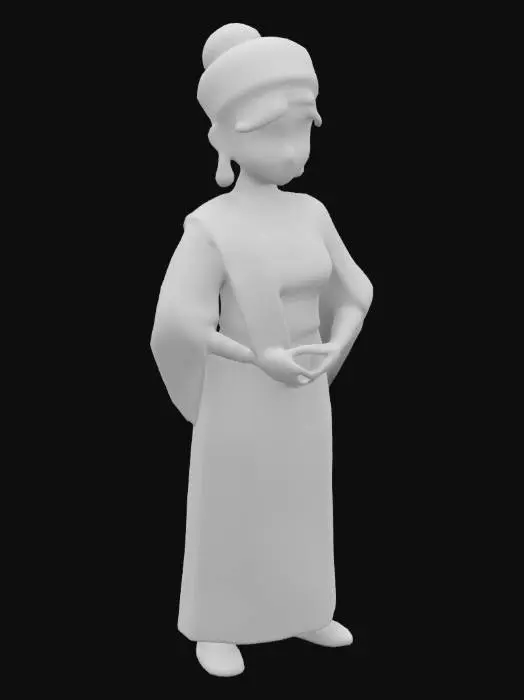 3D model for Cartoon Indonesian Batak woman character with traditional clothes  #women#