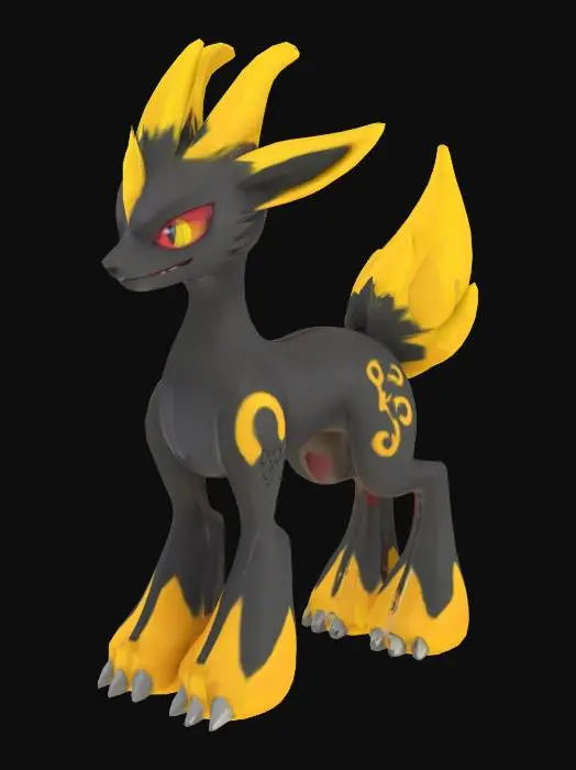 3D model for zoroark and zeraora combined into a pal from palworld