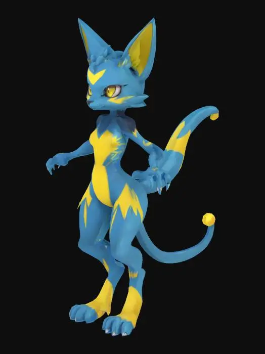 3D model for turn the pokemon zeraora into a girl cat instead of a boy cat