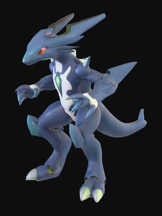 3D model for a combination between a Pokémon and pal from palworld that resembles zygarde 10 percent form combined with boltund, #PBR#
