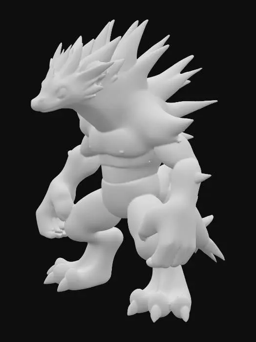 3D model for a combination between a Pokémon and pal from palworld that resembles zygarde 10 percent form combined with boltund, #PBR#