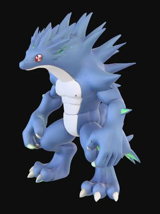 3D model for a combination between a Pokémon and pal from palworld that resembles zygarde 10 percent form combined with boltund, #PBR#