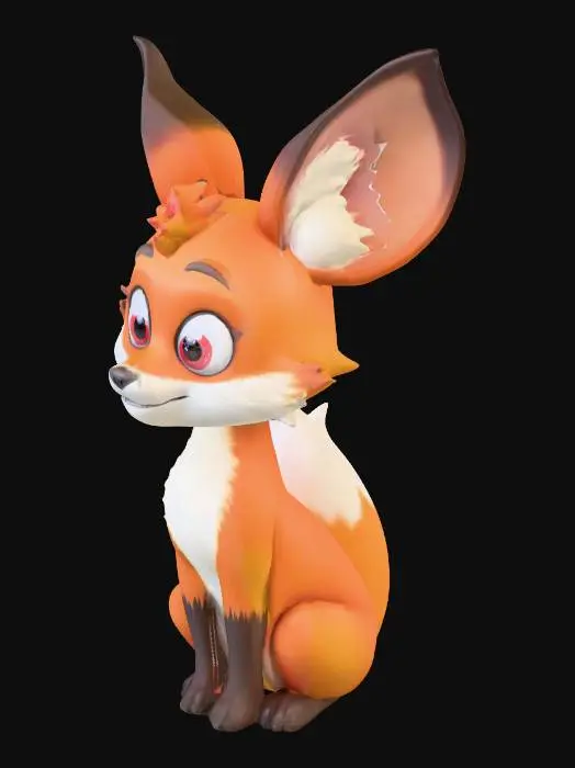 3D model for a combination between a Pokémon and a pal from palworld that resembles a fox like creature