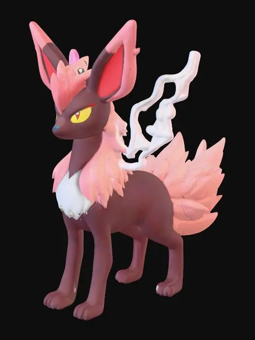 3D model for a combination between a Pokémon and a pal from palworld that is zorua and zeraora combined