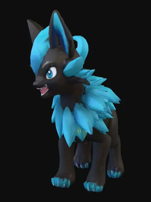 3D model for a combination between a Pokémon and a pal from palworld that is zorua and zeraora combined