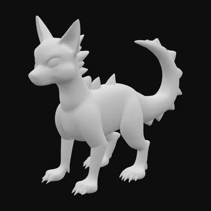 3D model for a combination between a Pokémon and a pal from Palworld that resembles both a dog and a reptile
, #PBR#