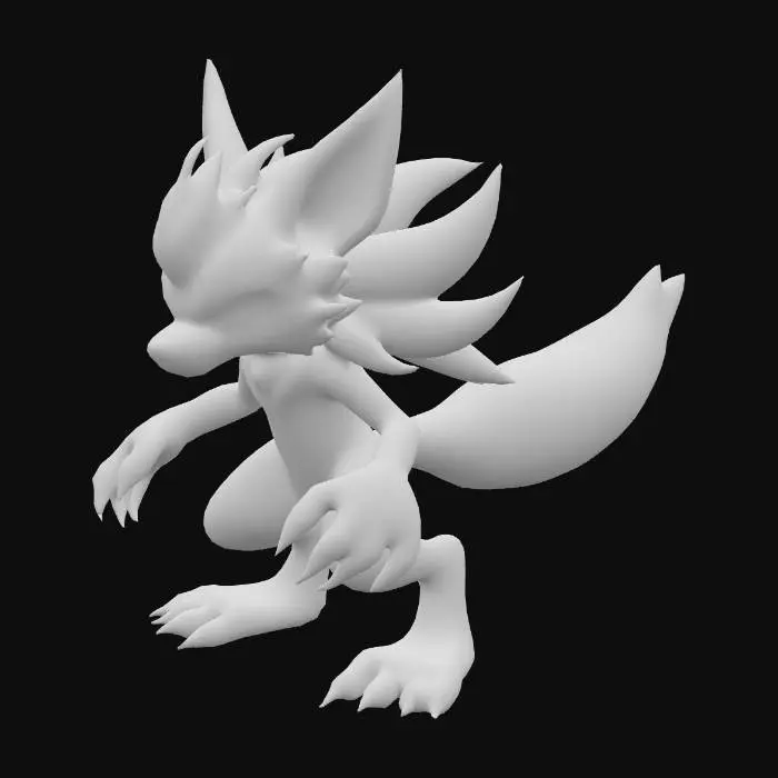 3D model for zoroark and zeraora combined into a pal from palworld