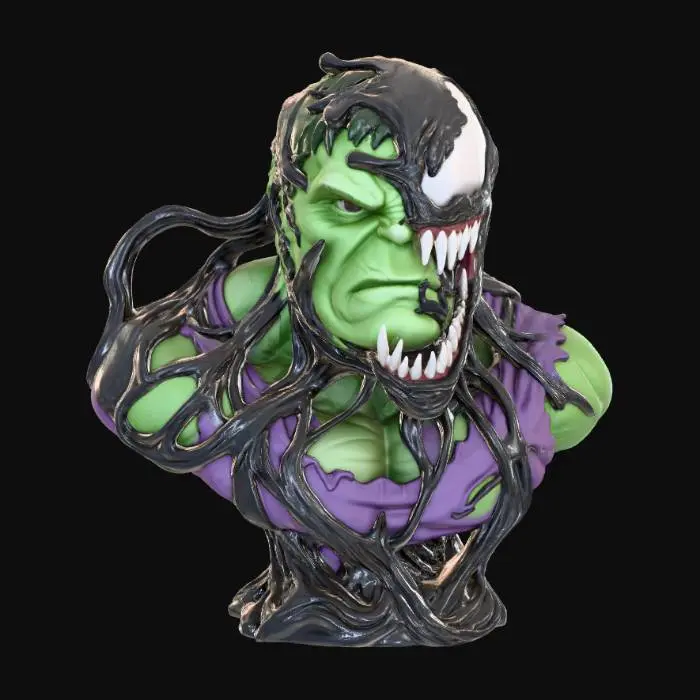 3D model for Venom , #Thanksgiving#,  taking over the hulk.  Bust .with realistic details