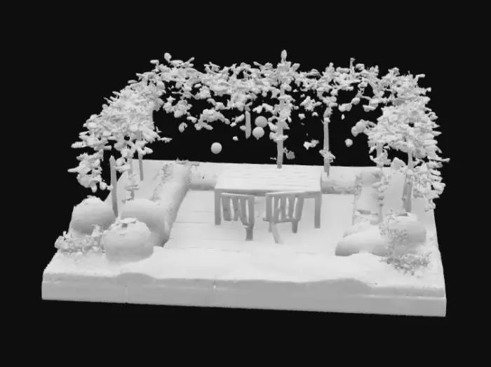 3D model for lush isometric garden patio , #garden#