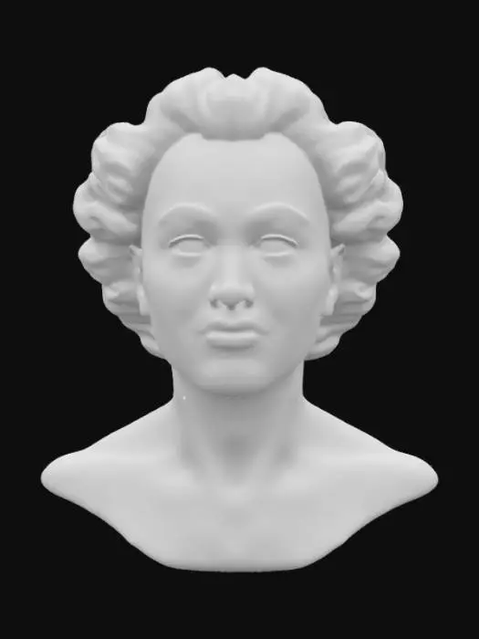 3D model for Bald, Marilyn Monroe head and shoulders. extremely detailed, realistic facial features and face depth, high resolution textures, realistic skin tones, realistic recognisable features