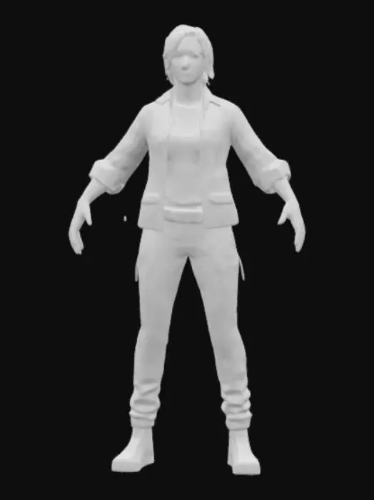 3D model for Urban zombie, short hair, ripped street outfit and scuffed boots, extremely detailed, realistic facial features, realistic face depth, realistic profile, high resolution texture, no weapon, symmetry, A- pose , game asset