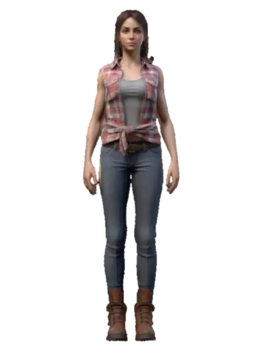 realistic 3D female character in game ready A-pose, optimized for animation with… - Rigging 3D model, vytvořený pomocí AI