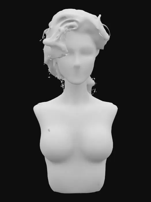 3D model for High detail realistic bust of a beautiful retro Victorian lolita showgirl. sheer sleeveless top. Hi resolution PBR textures. realistic anatomy and facial features