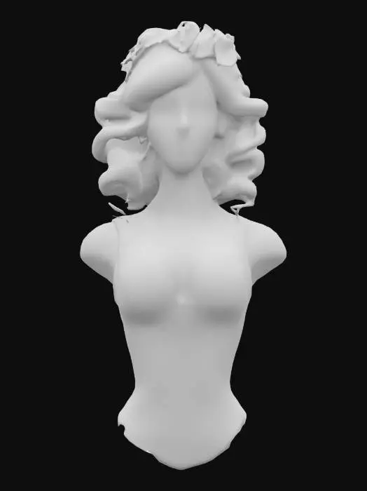 3D model for High detail realistic bust of a beautiful retro Victorian lolita showgirl. sheer sleeveless top. Hi resolution PBR textures. realistic anatomy and facial features