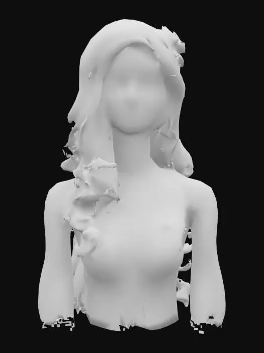 3D model for High detail realistic bust of a beautiful retro Victorian lolita showgirl. sheer sleeveless top. Hi resolution PBR textures. realistic anatomy and facial features