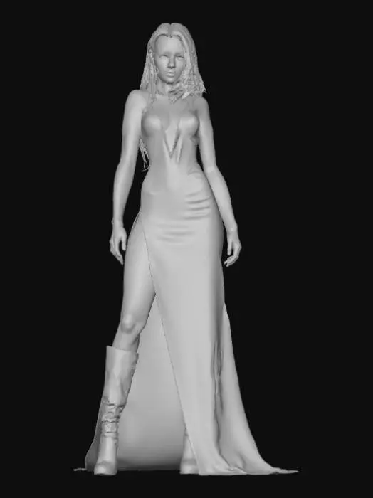 3D model for beautiful and deadly female villain.  Sultry, dangerous and to die for. short sleeveless dress, plunging neckline long high heel boots. #villain#