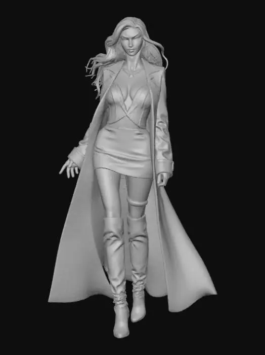 3D model for beautiful and deadly gothic female villain in a strong powerful pose.  Sultry, dangerous and to die for. sleeveless short dress, plunging neckline long high heel boots. #villain#