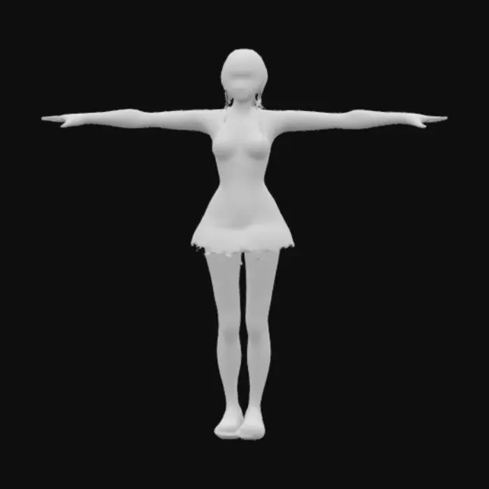 3D model for High detail realistic beautiful retro Victorian Lolita showgirl in a short sleeveless dress.  full length standing in a game ready T-pose. Hi resolution PBR textures. realistic anatomy and perfectly formed facial features. game ready T-pose optimised for animation and rigging