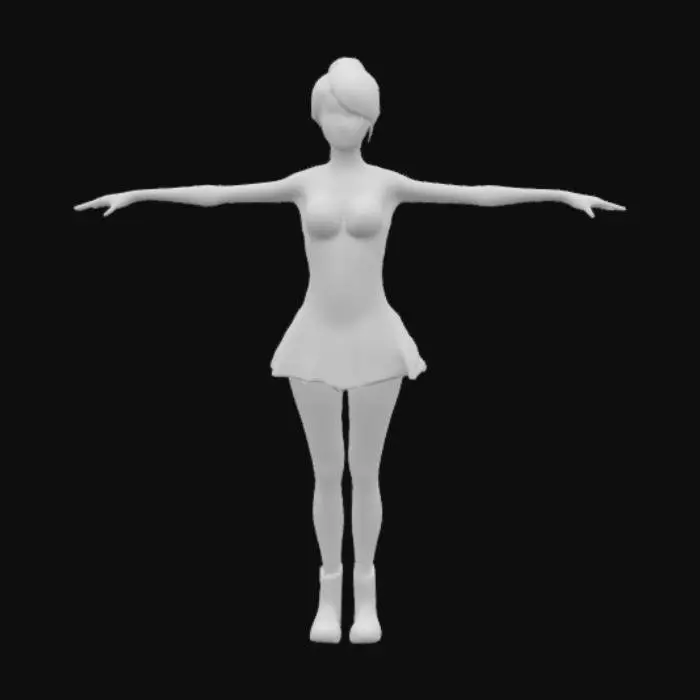 3D model for High detail realistic beautiful retro Victorian Lolita showgirl in a short sleeveless dress. hair in a bun. full length standing in a game ready T-pose. feet shoulder width apart. Hi resolution PBR textures. realistic anatomy and perfectly formed facial features. game ready T-pose optimised for animation and rigging
