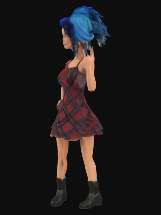 3D model for Character in Plaid Dress