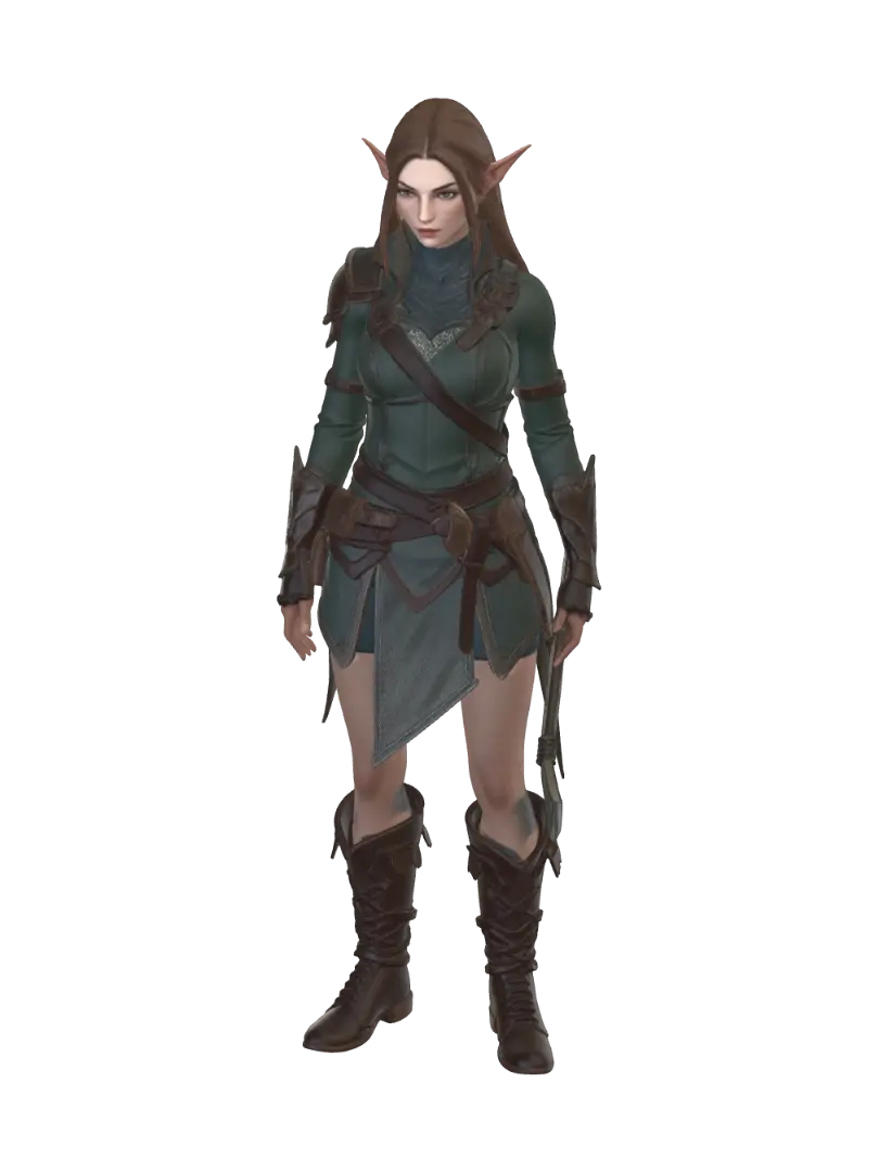 Elven worker - Neutralpose 3D model, vytvořený pomocí AI
