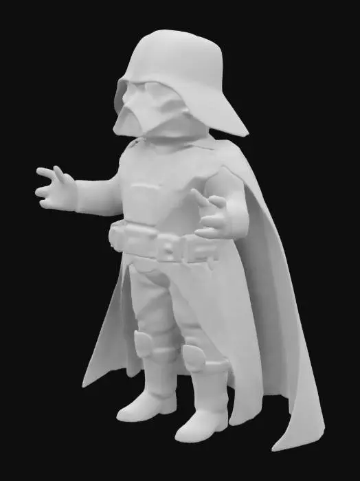 3D model for Darth Vader, small and fat, full length portrait, realism, high resolution, humanoid, even lighting