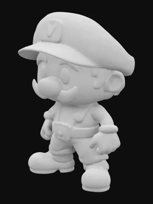 3D model for Create a 3D image of a character inspired by Mario, who could be the 3rd brother. The character should have a similar style and appearance to Mario and Luigi, but with distinctive elements that set him apart.
Use a different color palette than Mario and Luigi, more mysterious colors
