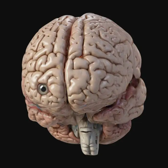 3D model for 
a brain, anatomically perfect, with all the details; and an eye in the center on the front