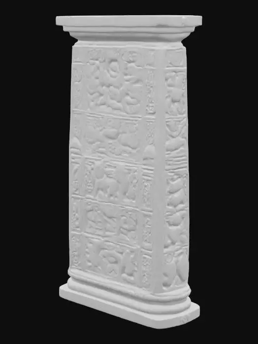 3D model for Pilar de pedra cinza escuro de 3 metros similar a arquitetura asteca com escritas astecas.