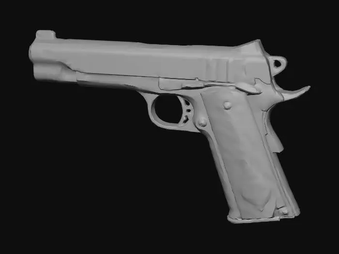 3D model for a mid poly colt and m1911 mix with hard wood and high fidelity pdr textures