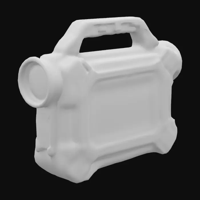 3D model for Caméra thermique portable professionnelle conçue pour les pompiers. Appareil compact et robuste, de couleur noire ou rouge, avec une coque renforcée en caoutchouc antichoc. Poignée ergonomique avec revêtement texturé pour une prise ferme même avec des gants. Grand écran à l’arrière affichant une vue thermique en temps réel (palette de couleurs : blanc, jaune, rouge pour les zones chaudes ; bleu, violet, noir pour les zones froides). Interface simple avec réticule central, indicateur de température numérique, batterie visible sur l’écran. Lentille frontale protégée par un cache résistant aux températures extrêmes. Ports latéraux pour fixation à l’équipement du pompier. Logo discret de type 'Fire Rescue' ou 'Thermal Unit'. Doit évoquer durabilité, efficacité et technologie de secours avancée