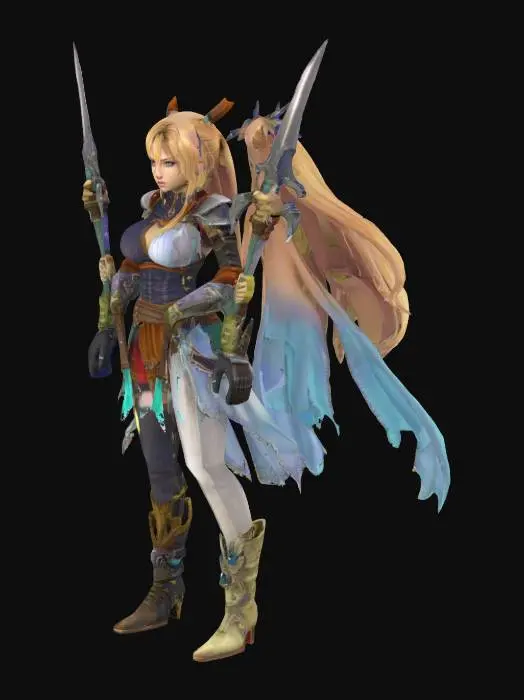 3D model for character styles of final fantasy IX & heavily influenced by the races, cultures, and stylized clothing in FINAL FANTASY CRYSTAL Chronicles, each draft needs 0nly 1-2 models in each frame mixing in visual style and character qualities from FFX/FFX.2 & kh2 particularly to the stylization of organization 13 & the slight use of the nobodies and heartless to add some character, ultra smooth silky renders, 4k ultra hd quality, high poly count, all character models must be female, aged 18-30, highly attractive, models have a mixture of Lulu, Rikku, kiari, and Tifa. in terms of physical attraction (face, body shape, boobs, butt, etc.) models will look similar or like Ariana Grande,  ivy's boobs from soul calibur, body style, Fantasy, 
Battle Pose, Ultra Realistic