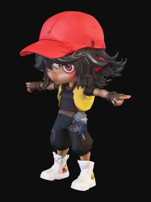 3D model for tanned chibi guy w/ hat