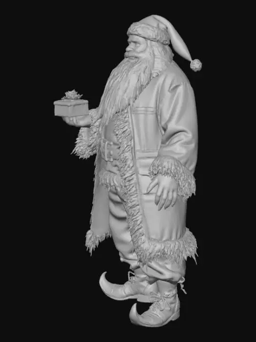 3D model for новогодний кошмар: дед мороз держит в руке подарок, на спине у него весит мешок с подарками. это не просто дед мороз, а страшный, монстр.
но он не несёт зла, он улыбается, выражая доброту и чувства наступающего нового года, #Christmas2025#