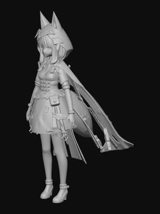 3D model for Fox-Eared Guardian in the Neon Ruins