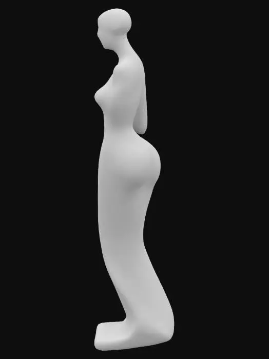 3D model for 3D model of an abstract human figure inspired by Henry Moore's style. A fluid, organic silhouette with smooth, flowing curves and simplified anatomy. The form blends classical sculpture with a modern, futuristic touch. Polished, soft surfaces with a serene and elegant presence. Designed for architectural visualizations, art installations, or high-end interior design. Highly detailed, with realistic textures emphasizing grace, balance, and timeless aesthetics.