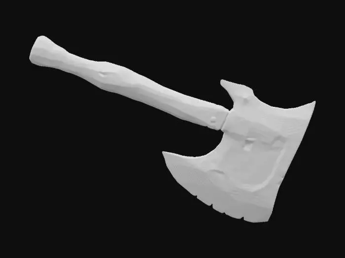 3D model for battle axe, Medieval, Wood, Stone, Irregular