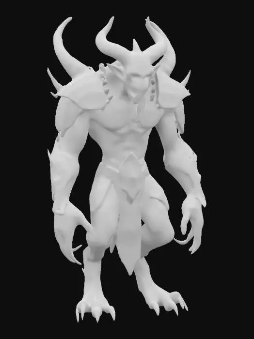 3D model for Demonic Freak, Dark Souls, Hard Sci Fi, Metal, Leather, Ornate, Organic, Irregular, Highly Detailed, Ultra Realistic