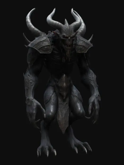3D model for Demonic Freak, Dark Souls, Hard Sci Fi, Metal, Leather, Ornate, Organic, Irregular, Highly Detailed, Ultra Realistic