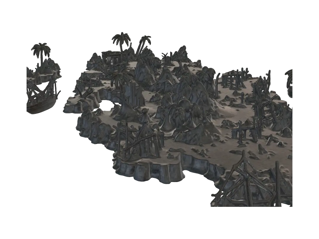 Dreadtide Isle - Cursed Pirate Haven - Stormy 3D model, vytvořený pomocí AI