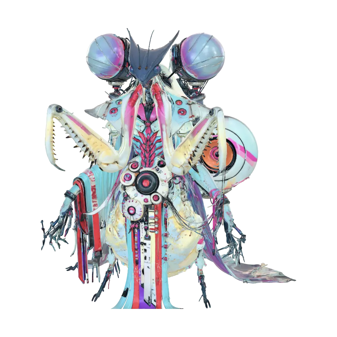 Mantis Vibe Technician - Dj 3D model, vytvořený pomocí AI
