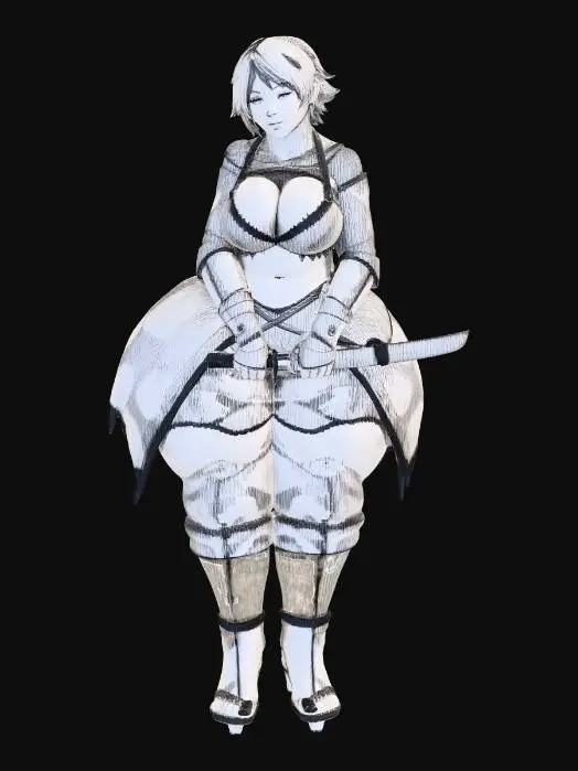 3D model for Samurai Warrior Sketch