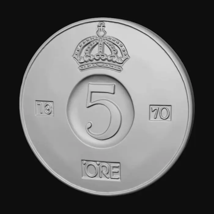 3D model for Swedish 5 öre coin 1970