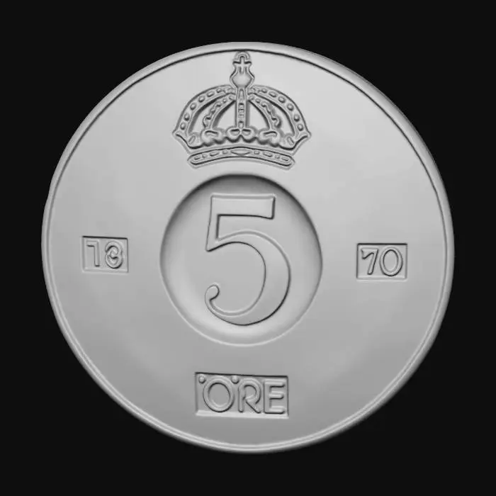 3D model for Swedish 5 öre coin 1970
